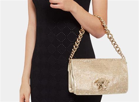 versace crystal gold bag|versace signature bag.